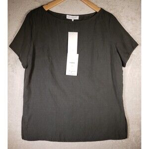 Paddy Campbell Tee Shirt Womens Size 16 UK Gray Linen Bland Made in England